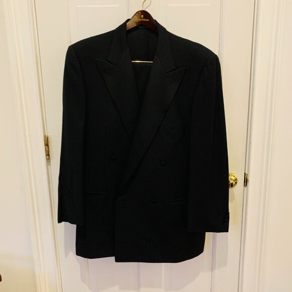 Ermenegildo Zegna Trofeo Double Breasted Suit Black Tuxedo, Jacket and Pants - Picture 14 of 16